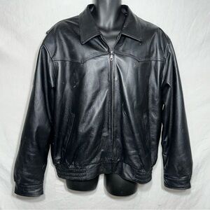 Leather Gallery Men's 2X Black 100% Leather Motorcycle Removeable Lining Jacket